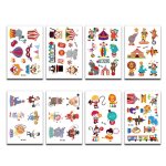 Bon66 8 feuilles dessin anim animal cirque tatouage autocollants enfants mignon temporaire tatouages ...