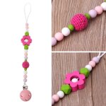 Bon66 attache - ttine chane rose pour bb anneau de dentition mignon? fleur rose? clip de sucette ...