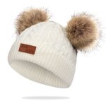 Bonnet au crochet a doubles pompons amovibles en fausse fourrure pour bébé, couvre - chef pour enfant, ... Bonnet au crochet a doubles pompons amovibles en fausse fourrure pour bébé, couvre - chef pour enfant, ...