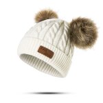 Bonnet double pompon en laine pour enfants, bonnet chaud pour enfants, bonnets pour garons et filles, ...