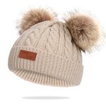 Bonnet double pompon en laine pour enfants, bonnet chaud pour enfants, bonnets pour garons et filles, ...