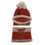 Bonnet et echarpe en tricot pour femme, ensemble de 3 pices pour l'hiver, cache - nez epais pour le ...