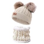 Bonnet d'hiver en tricot pour tout - petit avec pompons amovibles - bonnet en coton doux pour nourrissons, ...