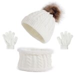 Bonnet d'hiver en trois pices pour enfants, echarpe chaude, combinaison de gants, pull pour bb, chapeau ...