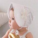 Bonnet a lacets en coton pour bb fille, doux et mignon, princesse, ajour, bonnet en coton, bonnet ...