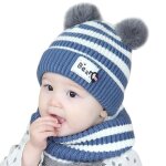 Bonnet en laine tricot unisexe pour bb, echarpe chaude pour l'hiver, chapeau pour garon et fille, ...