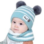 Bonnet en laine tricot unisexe pour bb, echarpe chaude pour l'hiver, chapeau pour garon et fille, ...