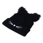 Bonnet tricot avec oreilles de chat pour femme, en acrylique, chaud, en fourrure au crochet, offre spciale, ...