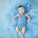 Bonnet tricot en peluche pour bb, poupe de vache au crochet, bonnet, barboteuse, accessoires de photograph ...