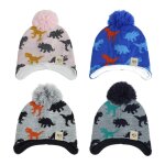 Bonnet tricot avec pompon pour bb fille, en laine, chaud, en forme de dinosaure, avec crochet, collection ...