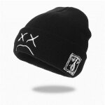 Bonnet tricot style hip - hop, chapeau tricot brod avec expression triste, chapeau chaud en laine ...