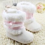 Bottes antidrapantes a nud papillon pour bb fille, chaussures de premiers pas chaudes d'hiver, bs16 ...