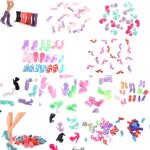 Bottes colores de diffrents styles, chaussures a talons hauts, sandales, vtements de bricolage mignons ...