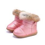 Bottes de neige en peluche pour bbs filles, chaussures d'extrieur en cuir pu, plates, hiver