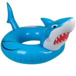 Bou?e gonflable ronde xxl pour piscine & plage ultra confort, flotteur deluxe - requin ?115cm