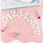 Bougies blanc d'anniversaire 18 ans - numro 18 - bougies blanc - bougie d'anniversaire pour gteau - ...