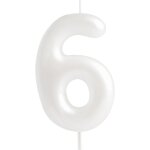 Bougie blanche macaron en forme de chiffre 6 - bougies d'anniversaire pour 6 ans - bougies d'anniversaire ...