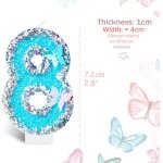 Bougies bleues argentes en forme de chiffre 18, dcorations de gteau d'anniversaire pour filles et ...