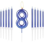 Bougies bleues royales � happy 8th birthday � en forme de chiffre 8 pour filles et gar�ons, d�corations ...