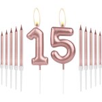 Bougies d�coratives pour 15e anniversaire de fille, bougie en forme de chiffre 15 avec longues bougies ...