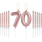 Bougies décoratives pour 70e anniversaire de fille, bougie en forme de chiffre 70 avec longues bougies ... Bougies décoratives pour 70e anniversaire de fille, bougie en forme de chiffre 70 avec longues bougies ...