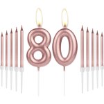 Bougies dcoratives pour 80e anniversaire de filles - bougie en forme de chiffre 80 avec longues bougies ...