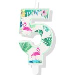 Bougies flamant rose pour 5e anniversaire - numro 5 - dcorations de gteau d'anniversaire sur le thme ...