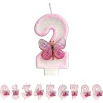 Bougies en forme de papillon en forme de chiffre 2, bougies roses pour 2e anniversaire, faites a la main ...