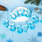 Bougie neige, blanche et bleue bougie flocon de neige bougie d'anniversaire neige bougie anniversaire ...