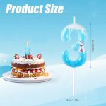 Bougie neige, blanche et bleue bougie flocon de neige bougie d'anniversaire neige bougie anniversaire ...
