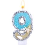 Bougie num�rot�e sur le th�me de la plage, d�coration g�teau d'anniversaire plage conque etoile mer paillettes ...