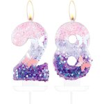 Bougies papillon en forme de chiffre 28 pour gteau, 28e anniversaire, dcorations de gteau d'anniversaire ...