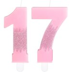 Bougies roses pour 17e anniversaire, num�ro 17 - bougies roses la reine des neiges - d�coration de g�teau ...