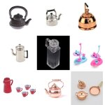 Bouilloire miniature echelle 1 / 12, simulation de meubles, th�i�re, jouets de cuisine, d�coration de ...