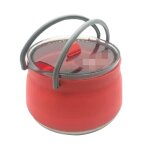 Bouilloire pliante portable en silicone, fond en acier inoxydable, th�i�re bouillante pour randonn�e ...