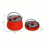 Bouilloire pliante en silicone 1l, portable, camping, terrain, feu ouvert, caf�, th�, cassette, cuiseur, ...