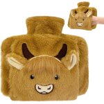 Bouillotte avec housse en forme d'animal, bouillotte moelleuse 1 l, petite bouillotte doudou chauffe ...