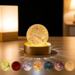 Boule de cristal glac�e, 7 couleurs boules de gu�rison en verre, lampe de nuit boule de verre avec led ...