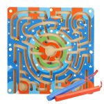 Boule magn�tique en bois, labyrinthe rbital annulaire, d�velopper l'intelligence des enfants, jouet d'interact ...