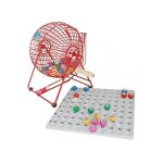 Boulier de loto pro en metal, sphere 23 cm, manuel - avec plateau de tirage + 90 boules multicolores ...