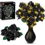 Bouquet de roses noires à clipser, roses noires blocs construction avec lumières led et vase, rose artificiell ... Bouquet de roses noires à clipser, roses noires blocs construction avec lumières led et vase, rose artificiell ...