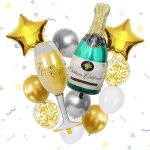 Bouteille de champagne verre a vin clbration ensemble de ballons de fte ballon en mtal latex fte ...