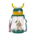 Bouteille d'eau a grand ventre en paille de 600 ml pour enfants, avec sangle, grande capacit, portable ...