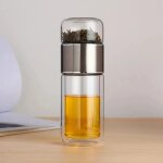Bouteille d'eau de thé de 400ml, verre a haute teneur en borosilicate, double couche, tasse d'eau de ... Bouteille d'eau de thé de 400ml, verre a haute teneur en borosilicate, double couche, tasse d'eau de ...