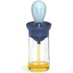 Bouteille d'huile en verre avec brosse en silicone, doseur d'huile d'olive, 200 ml, bleu