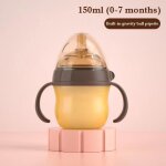 Bouteille de lait anti - ballonnement avec poignée, ruban en silicone, imitation de lait maternel doux, ... Bouteille de lait anti - ballonnement avec poignée, ruban en silicone, imitation de lait maternel doux, ...