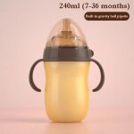 Bouteille de lait anti - ballonnement avec poignée, ruban en silicone, imitation de lait maternel doux, ... Bouteille de lait anti - ballonnement avec poignée, ruban en silicone, imitation de lait maternel doux, ...