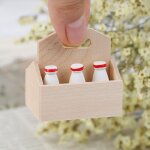 Bouteilles de lait miniatures et panier a lait, pour pi�ces / ensemble poup�es, d�coration de cuisine, ...