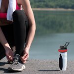 Bouteille en plastique avec couvercle rabattable en paille, pour bouteille d'eau a large bouche, pour ...