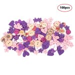 Bouton coeur / fleur de couleur mixte, 2 trous, boutons en bois pour v�tements d'enfants d�coratifs, ...